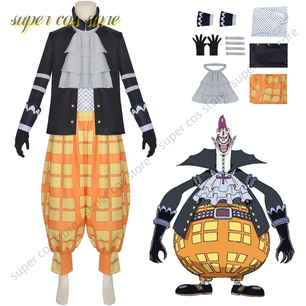 Anime Gekko Moria Cosplay Costume Men Coat Pants Full Set Oka Shichibukai Moria Role Play Uniform Suit Halloween Carnival Party