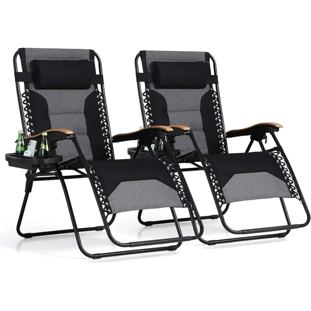 

Tourist Folding Chair Portable Foldable Patio Recliner Support 400 LBS (Black) Nature Hike Oversized Padded Zero Gravity Chair