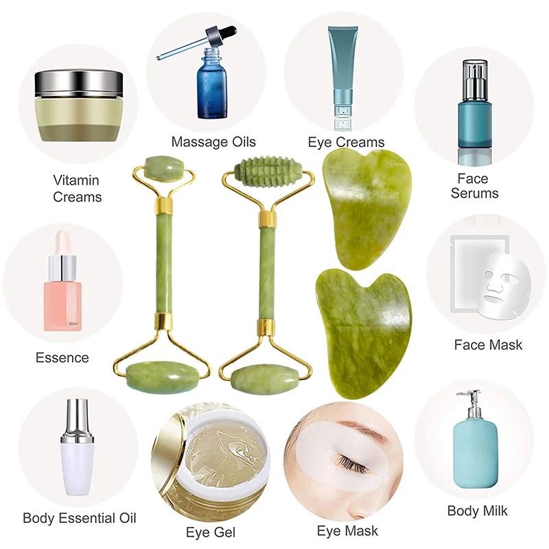 Skin Care Face Jade Massager Roller Gua sha Scraper Beauty Health Facial Massage Gouache Lift Body Slimming Stone Guasha Tools