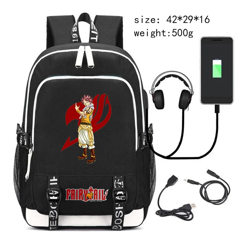 Anime Fairy Tail Backpack for Students Casual Large Capacity Daypack for Boys Girls Fashion Computer Backpack Teens School Bags