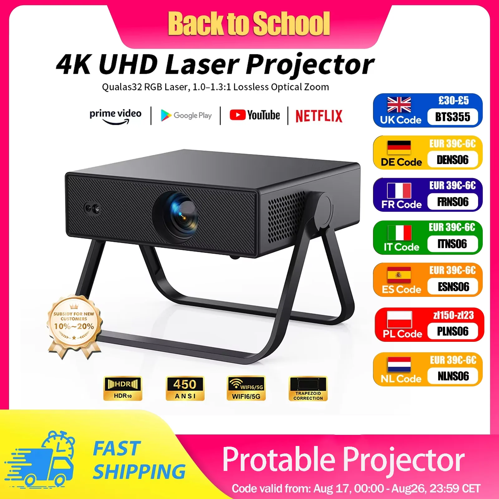 XBJ 450 ANSI Tragbarer Projektor Android 1080P Native Bildqualität Autofokus Vertikale Trapezkorrektur Tragbarer Mini-Projektor für Meetings 3D-Video
