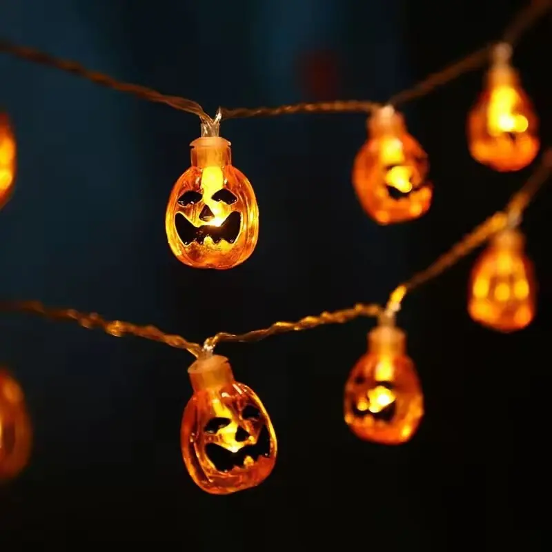 Halloween Pumpkin String Light 1.5m10LED/3m20LED Battery Powered Festival Lamp Horror Atmosphere Light For Party&Haunted House