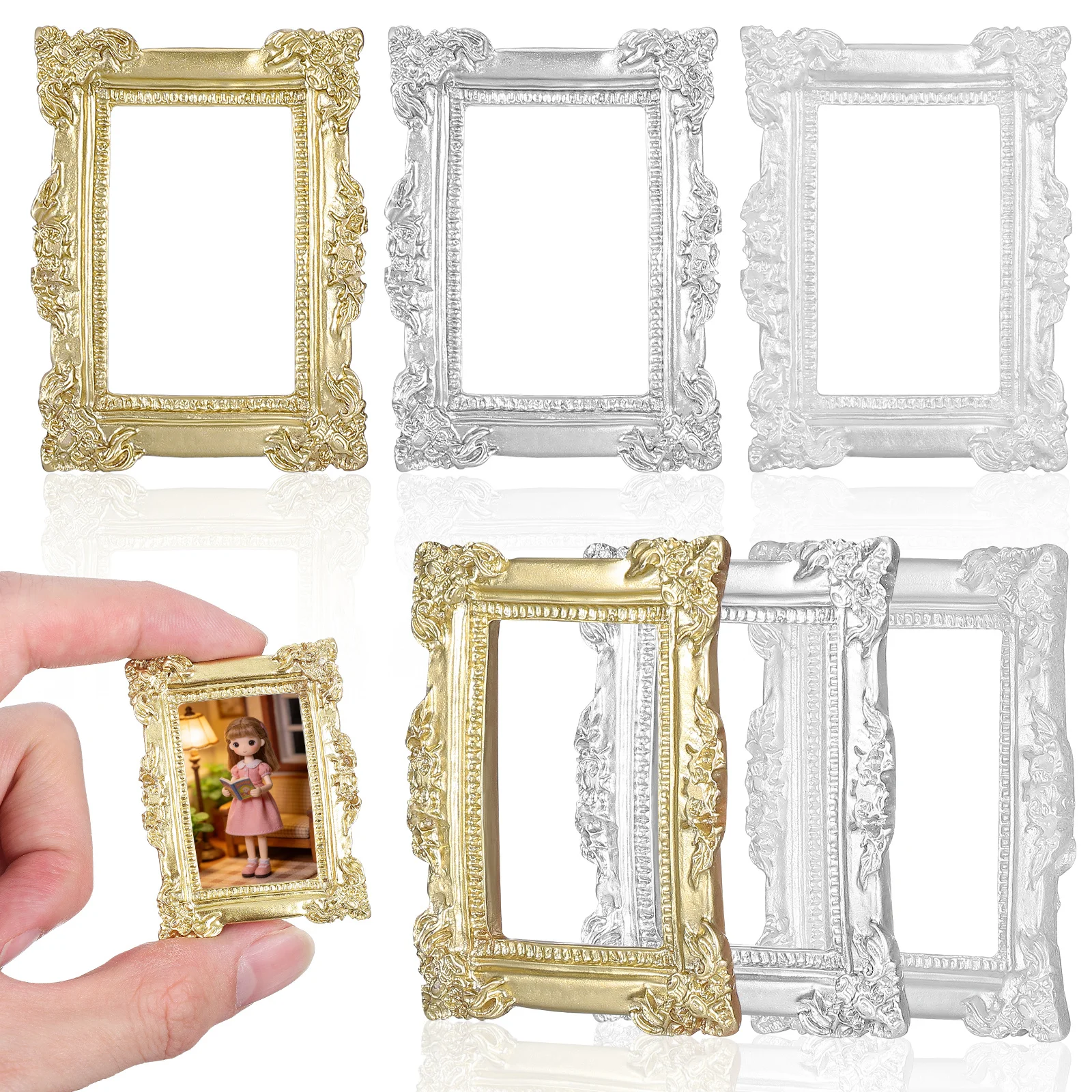 6 Pezzi Mini Cornici Vintage in Resina per Progetti Fai-da-Te, Decorazioni per Cornici Fotografiche, Mini Accessori per Foto