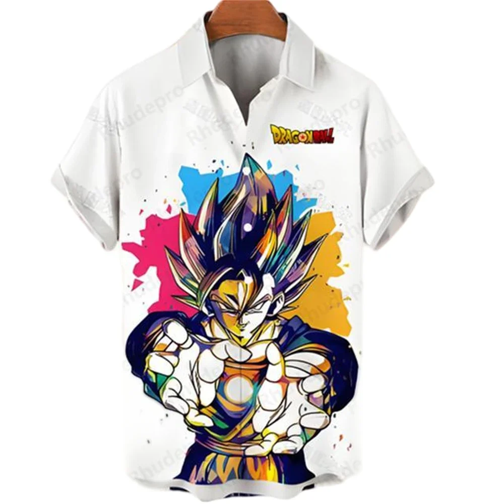 Herren Mode Goku Super Saiyan Hemd Sommer Dragon Ball Shirt Herren Anime Kleidung Hawaiianisches Kakarot Vegeta Oberteil
