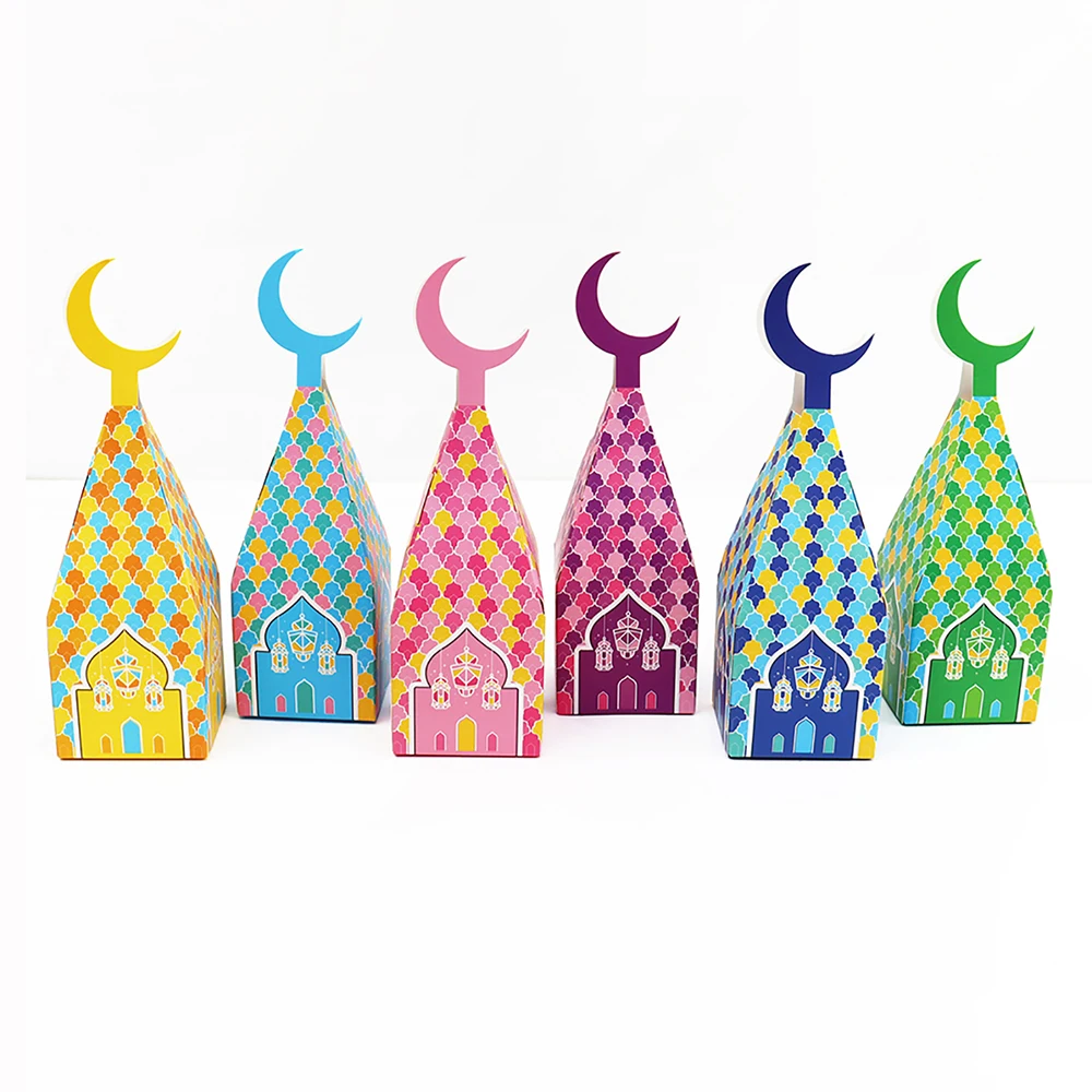 6/12pcs Ramadan Mubarak Gift Box Moon Lantern Eid Mubarak Candy Boxes Ramadan Decoratie 2025 Muslim Eid Al Adha Party Supplies