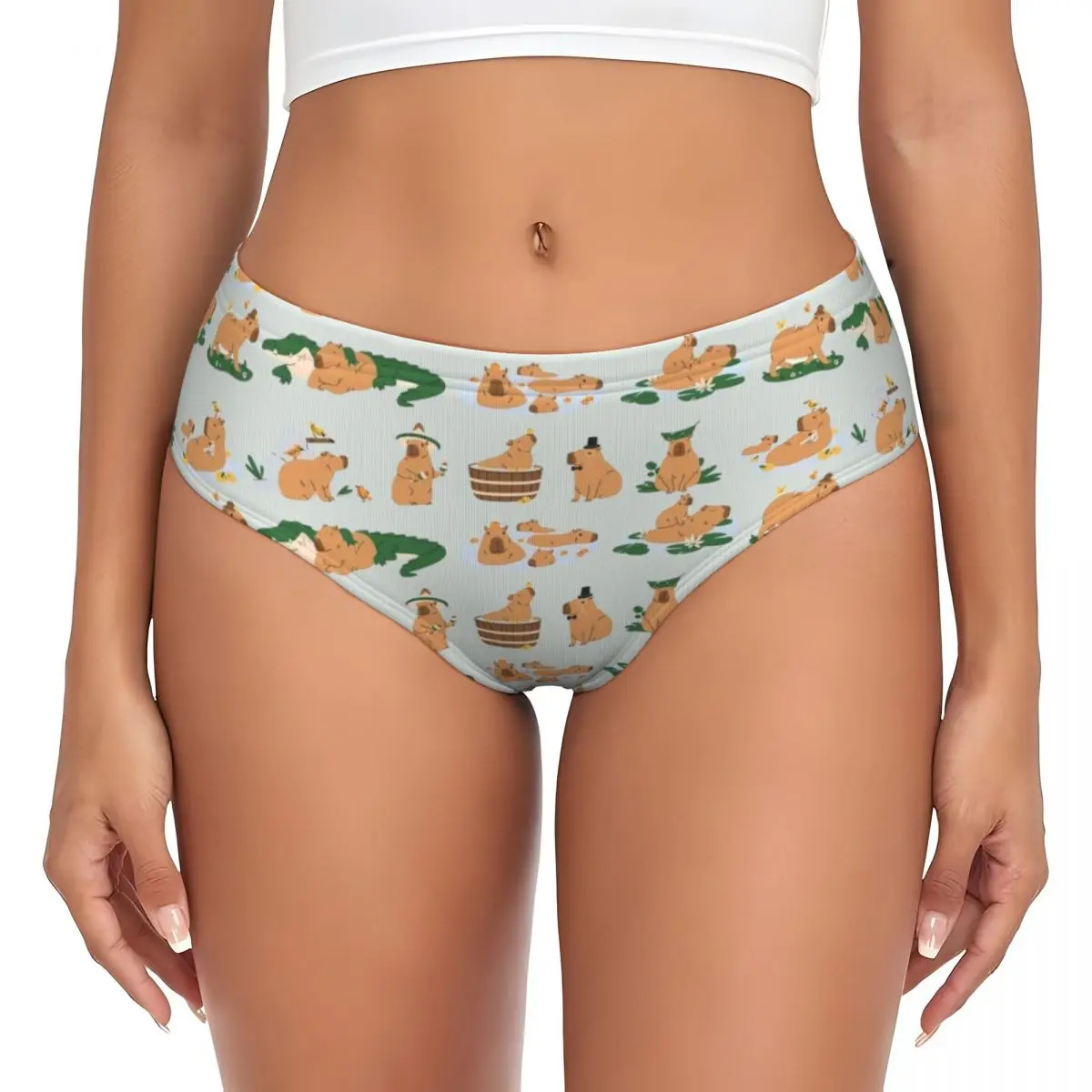 Custom Womens Cute Capybaras Funny Panties Underwear Female Stretch Briefs Underpants