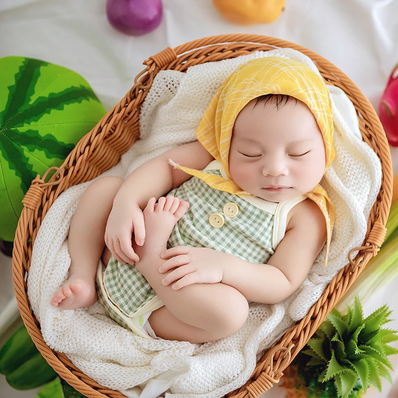 Vêtements de photographie de style fruit d'été pour bébé, accessoires de prise de vue photo, fond nouveau-né, simulation de pose de légumes