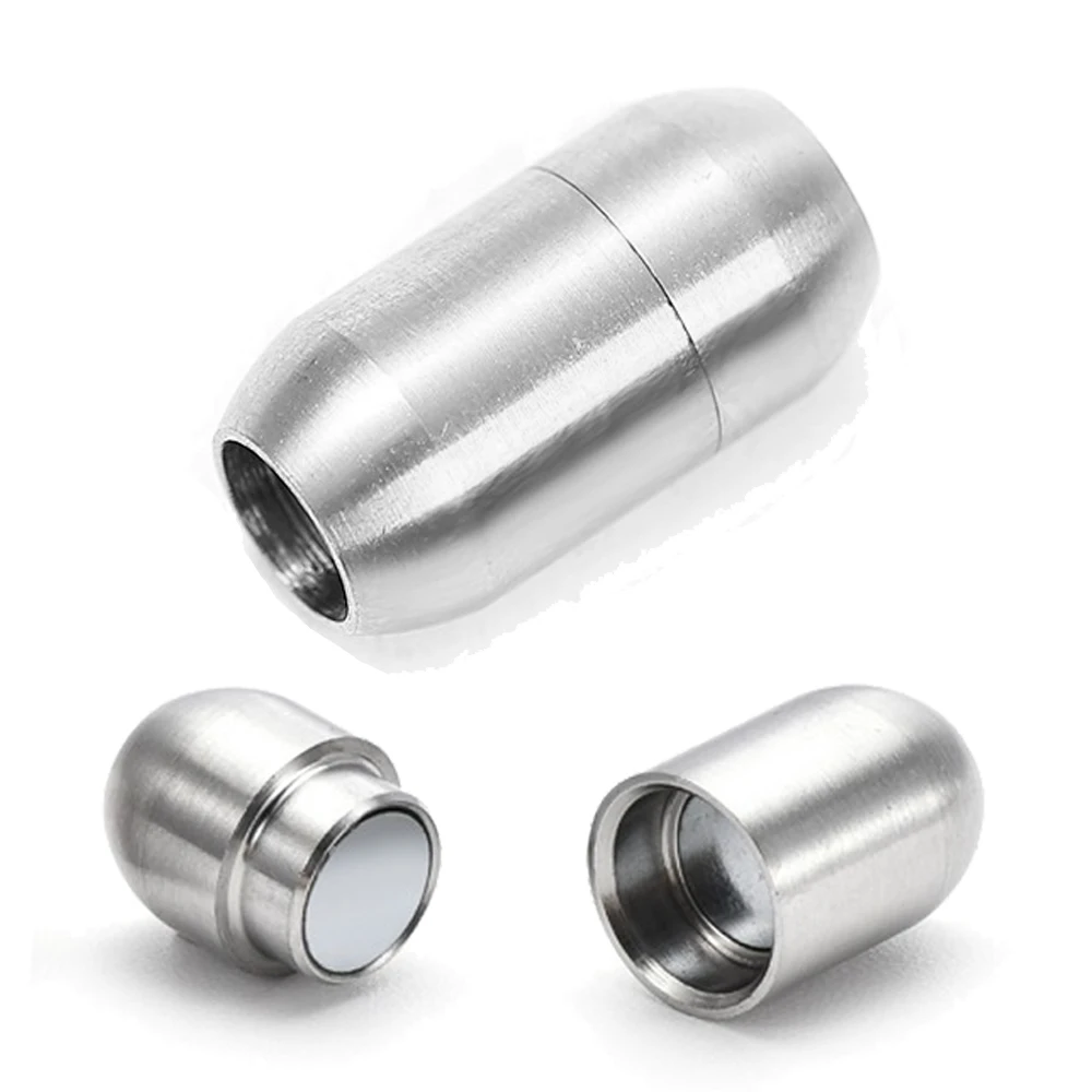 2Sets Stainless Steel Hole Size 3/4/5/6/8mm Magnetic Clasp Closure Cord End Cap for DIY Leather Jewelry Bracelet Making Supplies