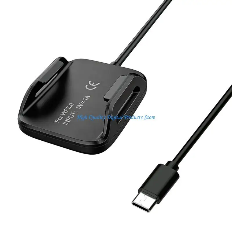 U2JE Black PVC Power Cable with Clip Charging Head, for Routine Wearable Power Use and Storage Replacement Spare Cord