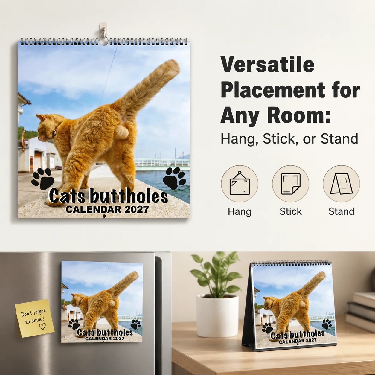 Wall Cat Calendar 2027 Monthly Planner Scheduling Tool Family Planner Organizer Jan 2027-Dec 2027 for Gifting and Home Decor
