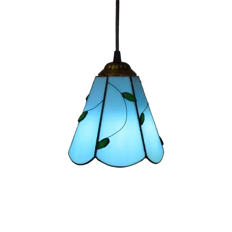 6inch Stained Glass Tiffany Lamp, Vintage Pendant Light for Dining Room Bedroom Porch