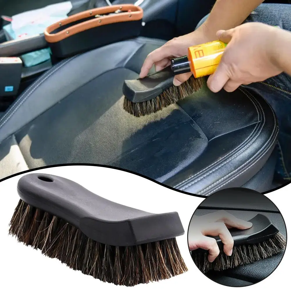 Horsehair Shoe Brush Polish Natural Leather Real Horse Polishing Car Tool Soft Cleaning Accessories Hair Interior Cleaning I6L1