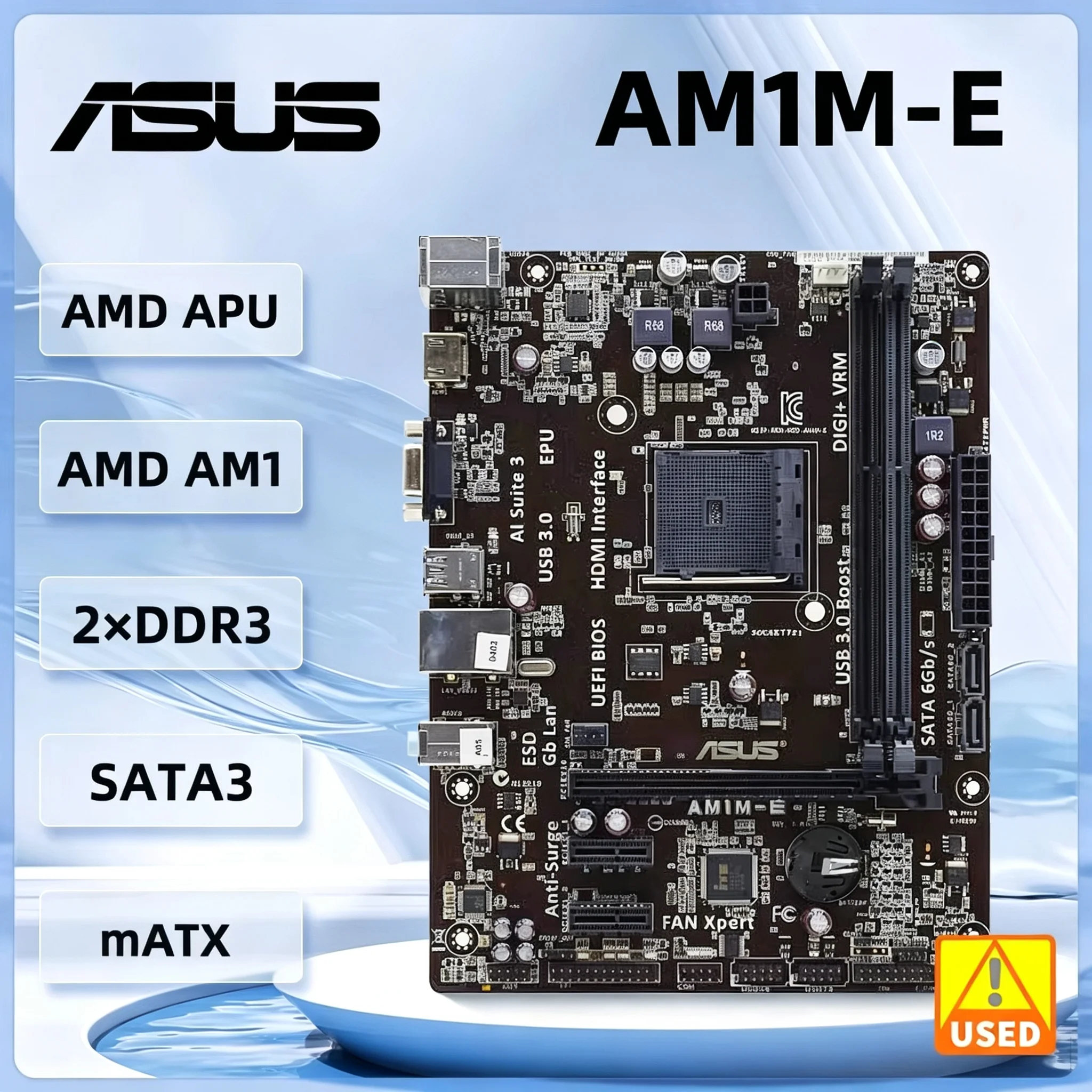 ASUS AM1M-E Motherboard AMD AM1 Support Athlon-5370 Sempron-2650 3850 Socket AM1 DDR3 32GB Micro ATX