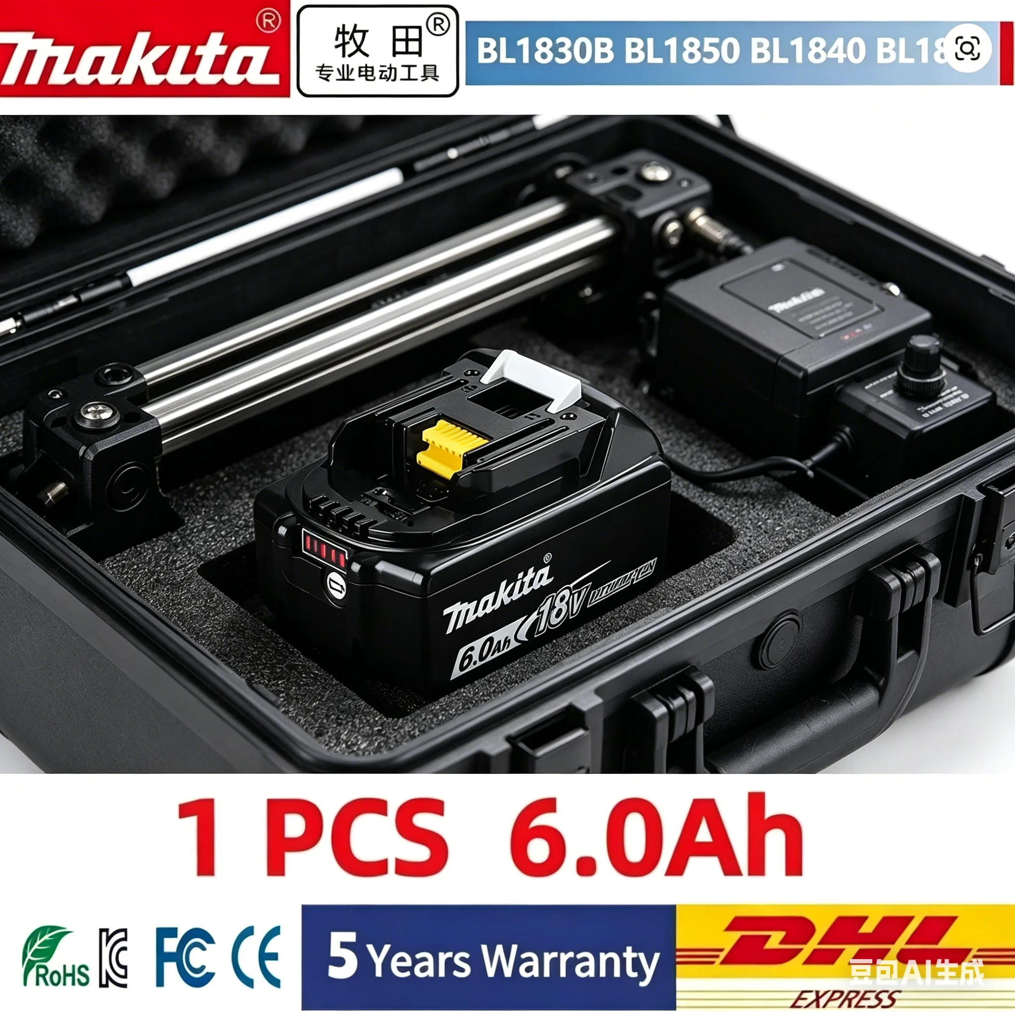 

Makita 18V 6Ah/5Ah/3Ah Battery for Makita BL1840 BL1830B BL1850B BL1850 BL1860 BL1815 Replacement Lithium Battery