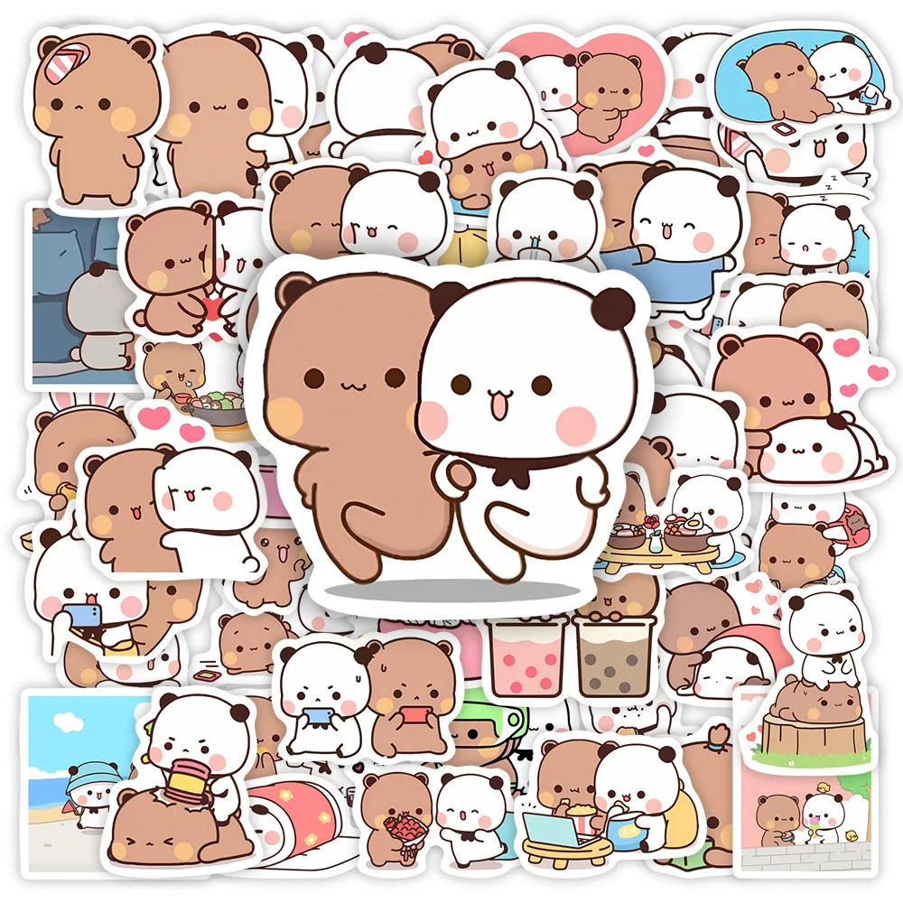 Bubu and Dudu Stickers Cute Bear Couple DIY Toy Doodles Decorative Graffiti Decal for Phone Laptop Bottles Scrapbook Waterproof