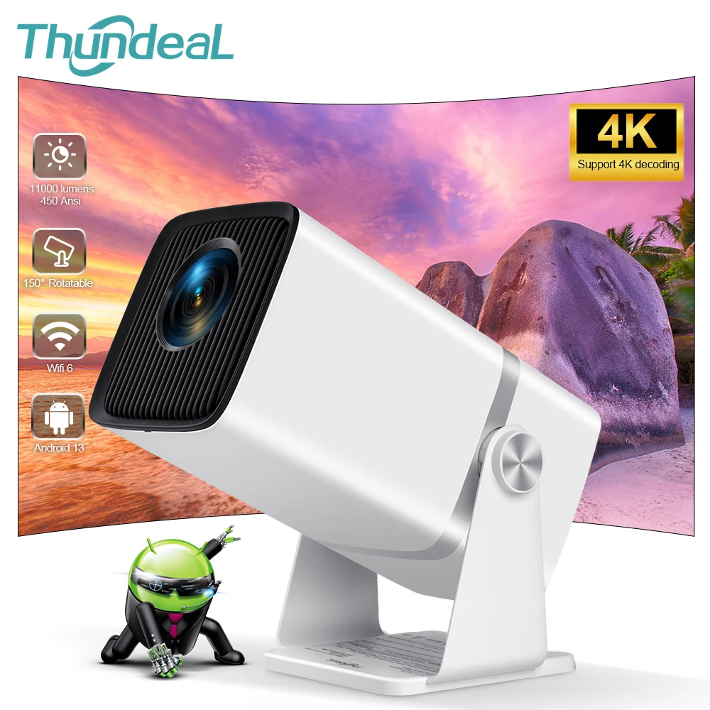 جهاز عرض ThundeaL Mini HD TD80W PK HY320 HY300 Full HD 1080P 2K 4K Android 13 جهاز عرض LED محمول شعاع السينما المسرح المنزلي