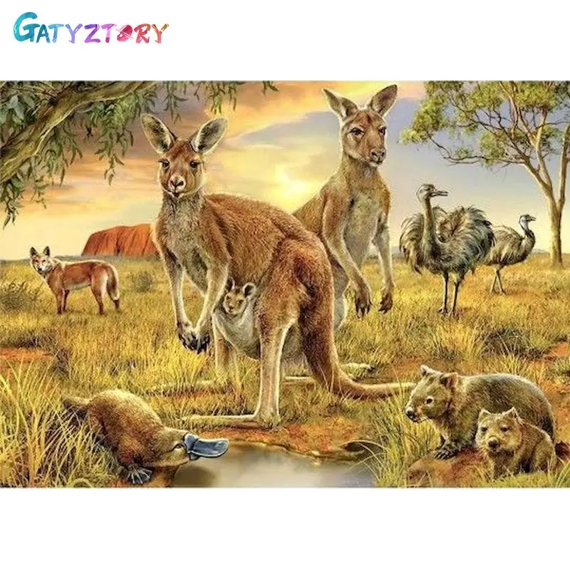 

GATYZTORY DIY Pictures By Number kangaroo Kits Painting By Numbers Hand Painted Picture Art Drawing On Canvas Gift Home Decor