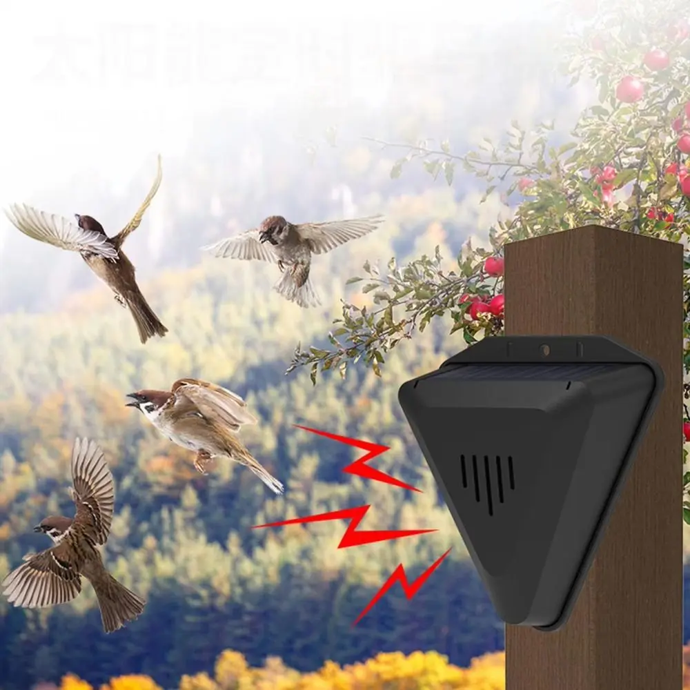 

Solar Powered Solar Animal Repellents Waterproof Design Sound Playback Bird Repeller 13 Sound Modes Wireless Animal Deterrents