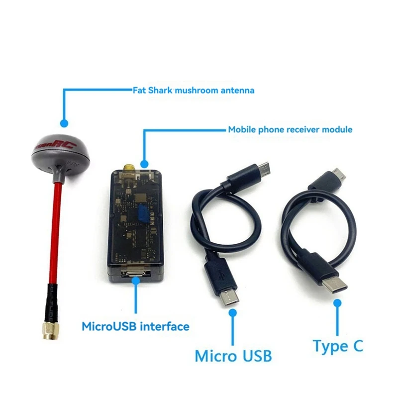 UVC OTG 5.8G 56CH Audio FPV Receiver Video Capture Card With Antenna For Android Mobile Phone Computer RC Drone Part