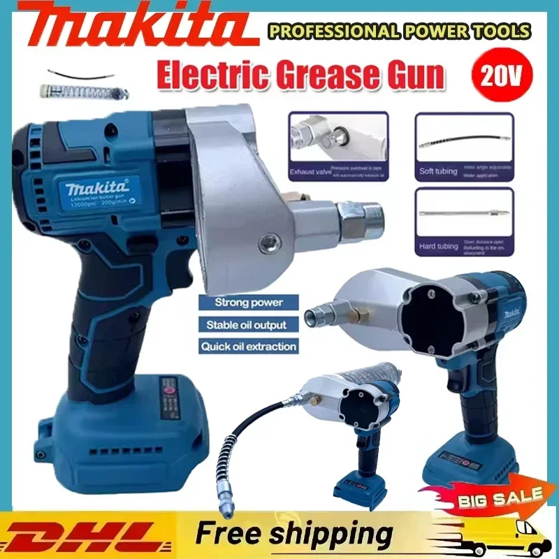 

Бесщеточный электрический шприц для смазки Makita, работающий от 20-вольтовой батареи, высоконапорный инжектор для смазочного масла, машина для смазки.