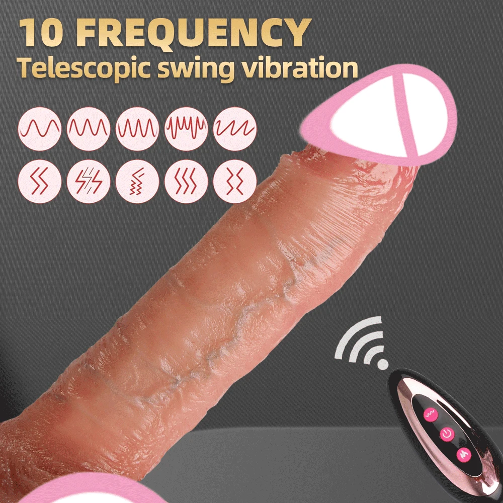 Vibratore a distanza senza fili Dildo Riscaldamento Enormi vibratori morbidi Pene realistico Altalena Dick Dildo telescopico Vibratore per le donne Giocattoli del sesso