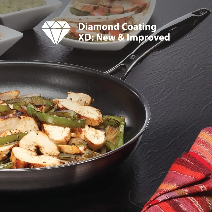 3.6 Quart Stainless Steel Nonstick Saucepan Induction Compatible Skillet with Tempered Glass Lid Dishwasher and Oven Safe