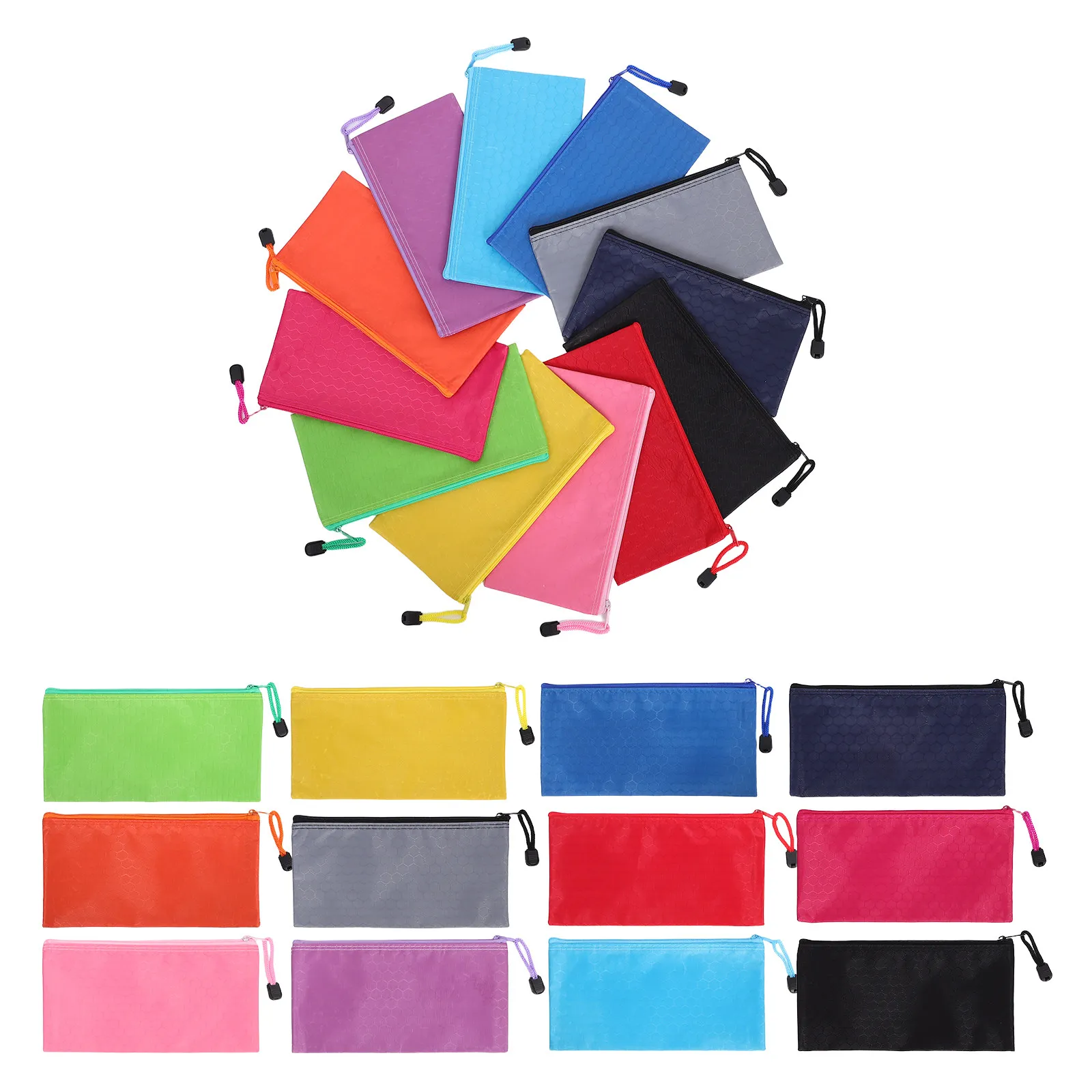 24pcs-pencil-bags-waterproof-oxford-cloth-zipper-stationery-organizer-pencil-case-for-school-office-home-supplies-holder