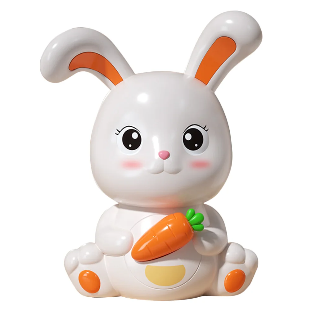 

Plastic Rabbit Piggy Bank for Kids Unbreakable Money Saving Box Cute Bunny Design with Chest Leaf Key for Birthday New Year