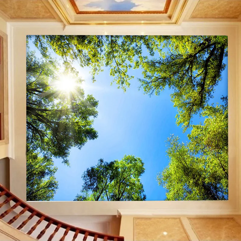 

Custom Photo Wallpaper Modern Green Large Tree Wall Paper Bedroom Living room Hotel Restaurant Ceiling Backdrop Murals Wallpaper