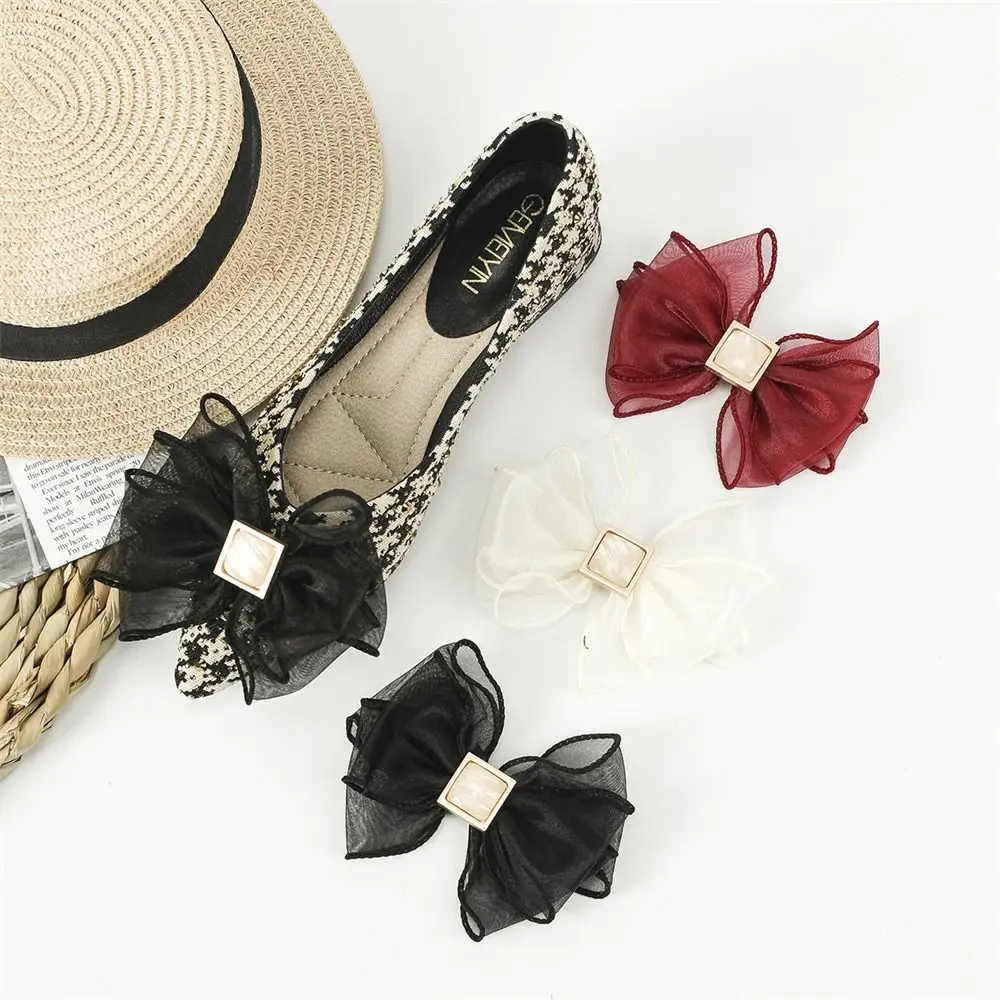 1PC Shiny Shoes Decorations Materials Bow Shoes Buckle Accessories Bow Shoes Charm High Heel