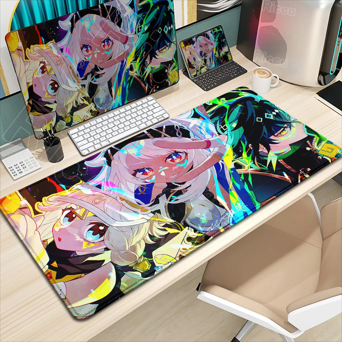 

Коврик для мыши в стиле аниме Genshin Impact, коврик для мыши Gamer Xxl, аксессуары для ПК, защита для стола, коврик для клавиатуры, компьютерные игровые коврики Yoimiya Hu Tao