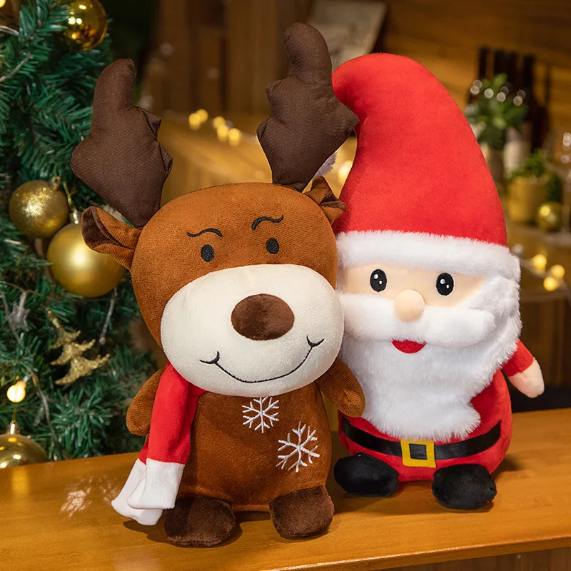 22CM Cute Cartoon Christmas Tree Santa Claus Elk Plush Toys Stuffed Festival Xmas Gifts For Children Kids Girls Doll Party Decor