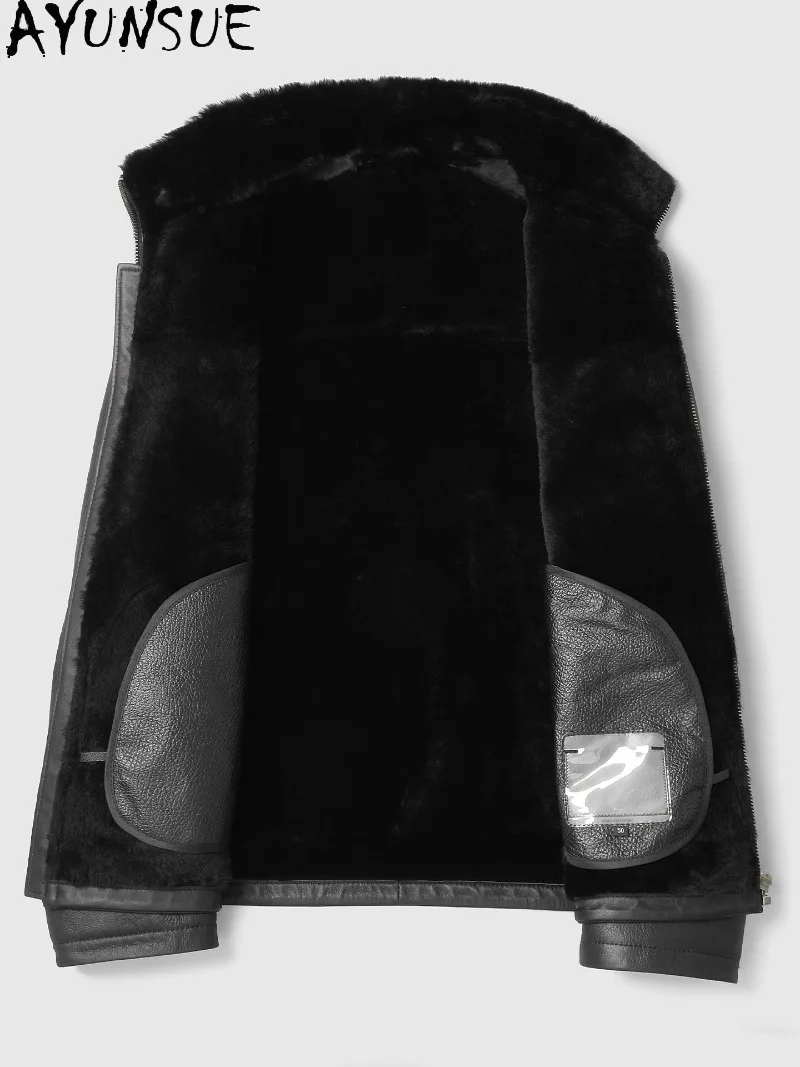 AYUNSUE Luxury Natural Fur Coat Man Winter 2026 High Quality Real Sheepskin Geuine Leather Jacket Men Warm Wool Fur Coats New
