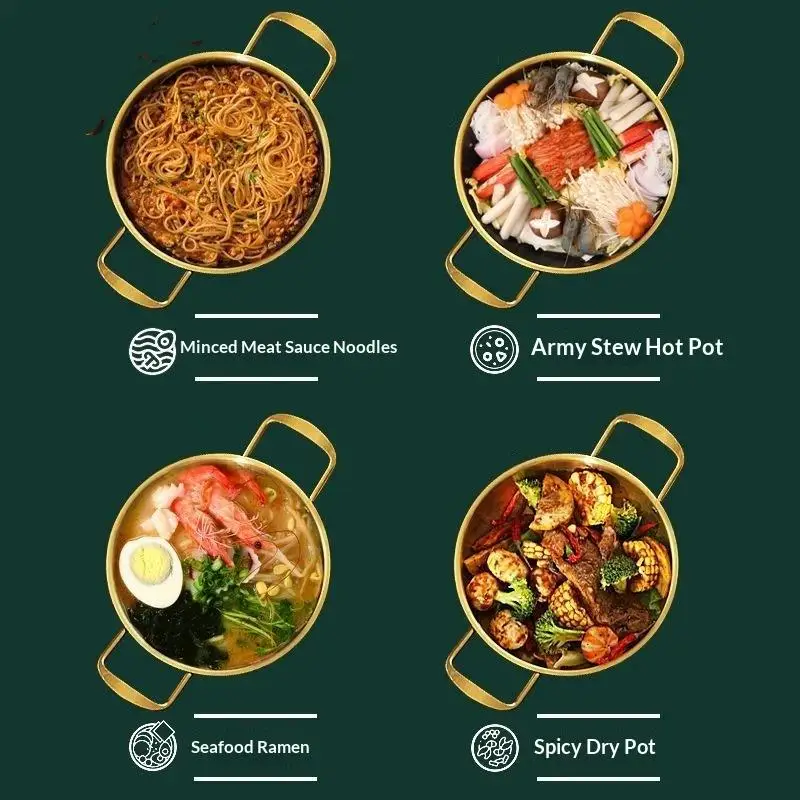 Stainless Steel Hot Pot With Double Handles Food Grade Perfect For Cooking Ramen Seafood Home Restaurant Use