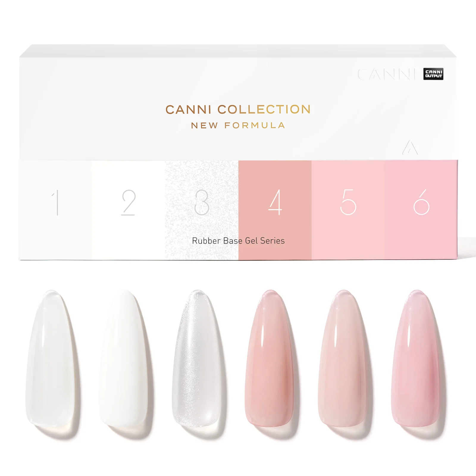 9 ml * 6 Stück CANNI Nagelgel-Nagellack-Set, TPO-FREI, Gelee, nackte rosa Gummibasis, verstärktes UV-Konstruktionsgel, Soak Off UV-LED-Gel-Set
