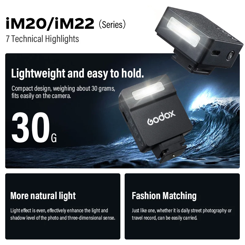 Godox iM20 iM22 كاميرا صغيرة فليتسر لكانون فوجي f1-230 سوني zv1 zve10 ريكو gr3 نيكون باناسونيك أوليمبوس بنتاكس ميست SLR كام