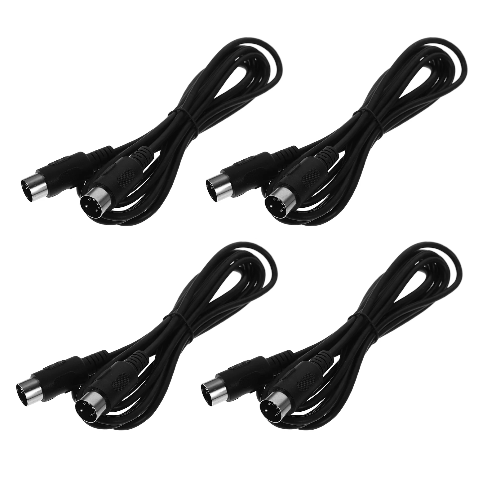 

4 Pcs Midi Cable Audio Extension Double Head Male to Black Instrument Equipment