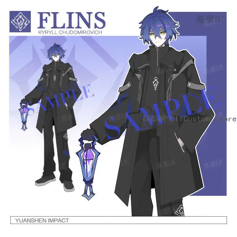 

Игра Genshin Impact Kyryll Chudomirovich Flins, осенняя мода, ветровое пальто унисекс, куртка, толстовка, топы, брюки, костюм, костюм для косплея