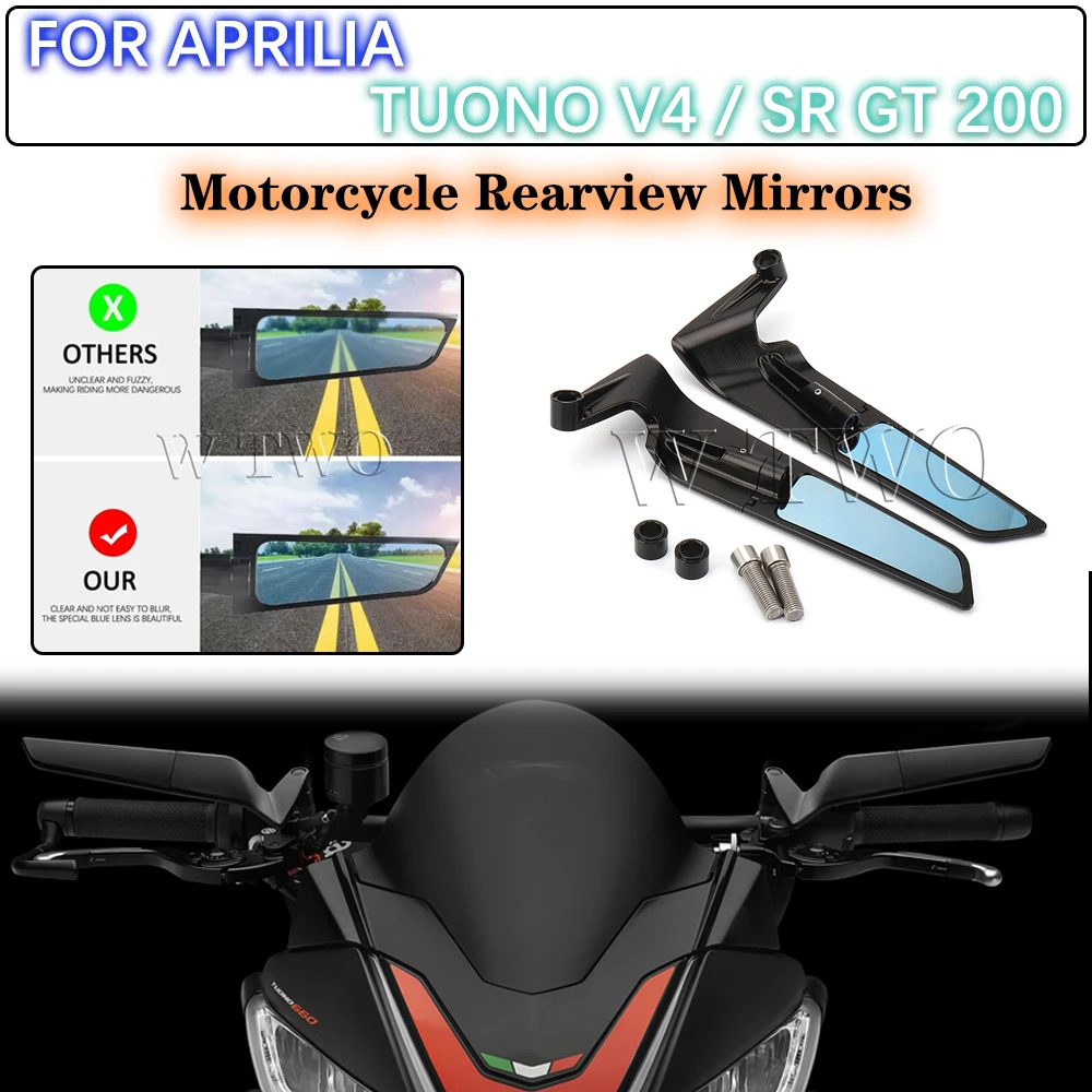 

For APRILIA TUONO V4 / SR GT 200 Motorcycle accessories fixed Wind Wing Adjustable Rotating Rearview Mirrors