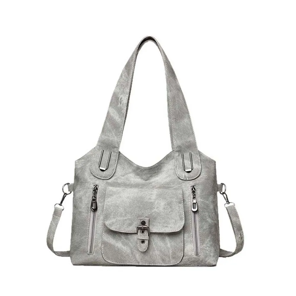 

Tie-dye Handbag Retro Tote Bag Texture Leather Multi-pockets Contrast Color Shoulder Bag Classic Anti-splash Water