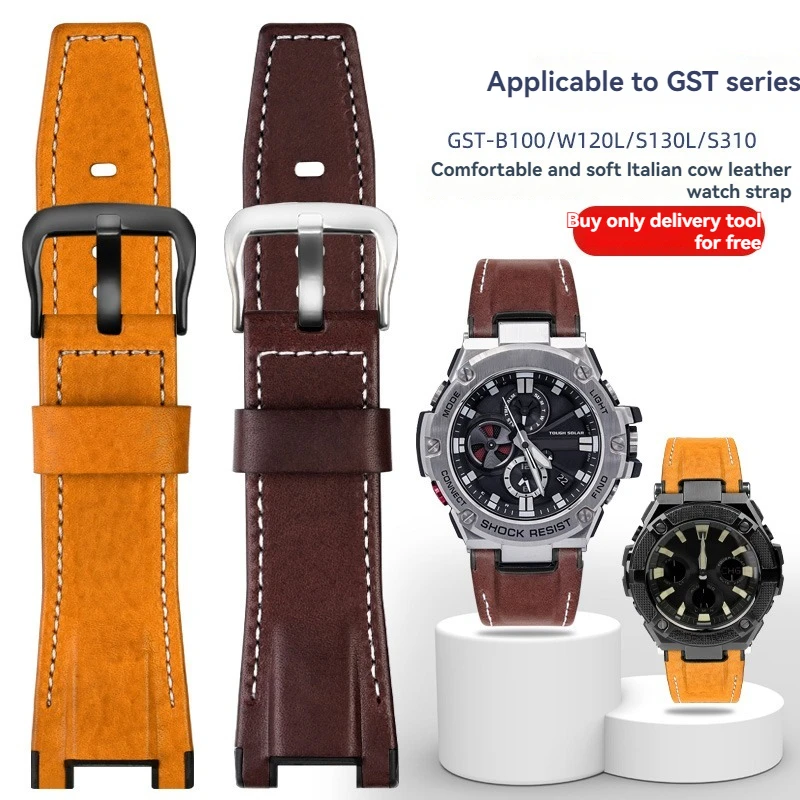 Per Casio G-SHOCK GST-S130/S110/S120/W130L/B100/W300 gsr-b100 cinturino per orologio da uomo in nylon di vacchetta italiana