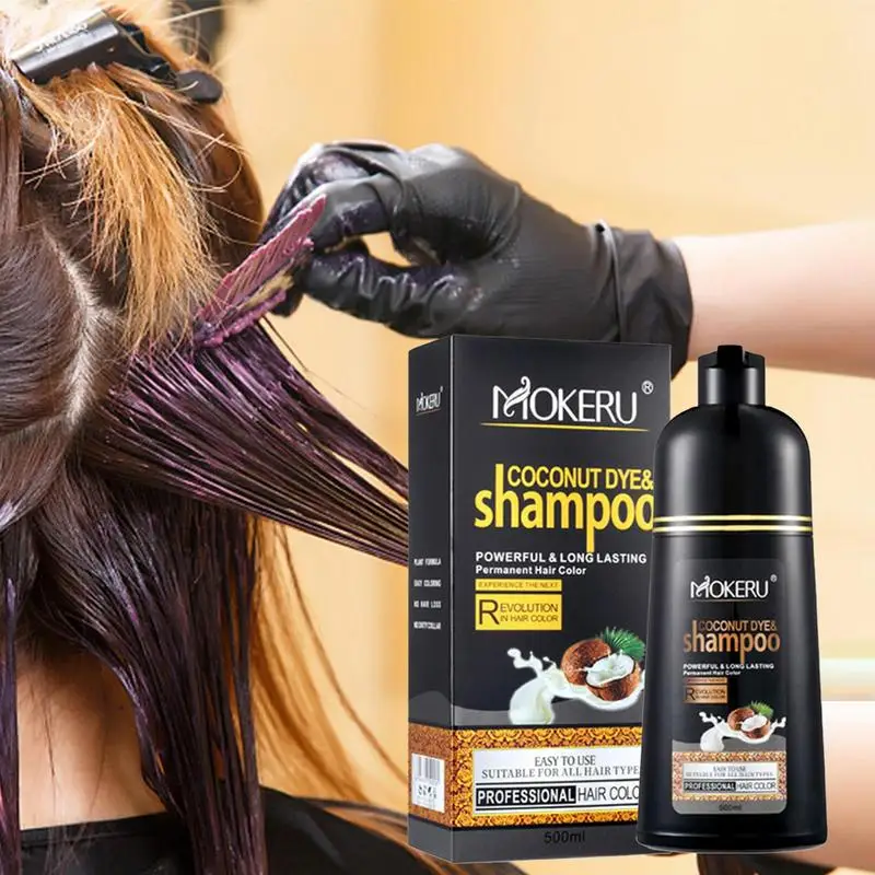 500ml Hair Color Shampoo Non-Stick Scalp Fast Acting Black Hair Dye Long Lasting No Fade Formula For Men Women