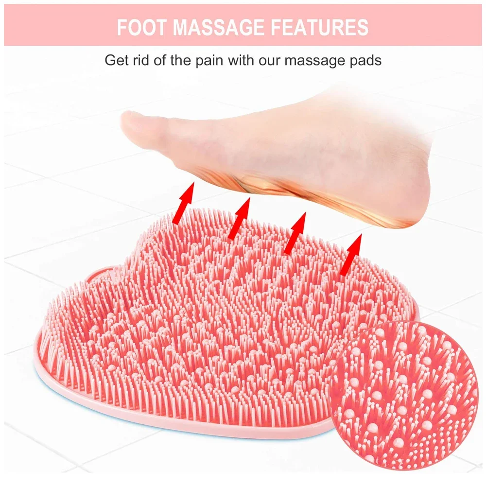 Shower Foot Back Scrubber Silicone Bath Massage Pad Bath Massage Cushion Brush with Suction Cups Wash Foot Mat Exfoliating Brush