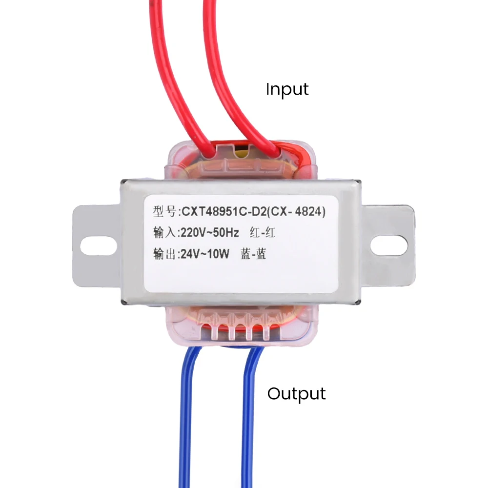 AC 220V to AC 24V Output Voltage 10W EI Iron Core 50Hz Single Voltage 2 Line Power Transformer