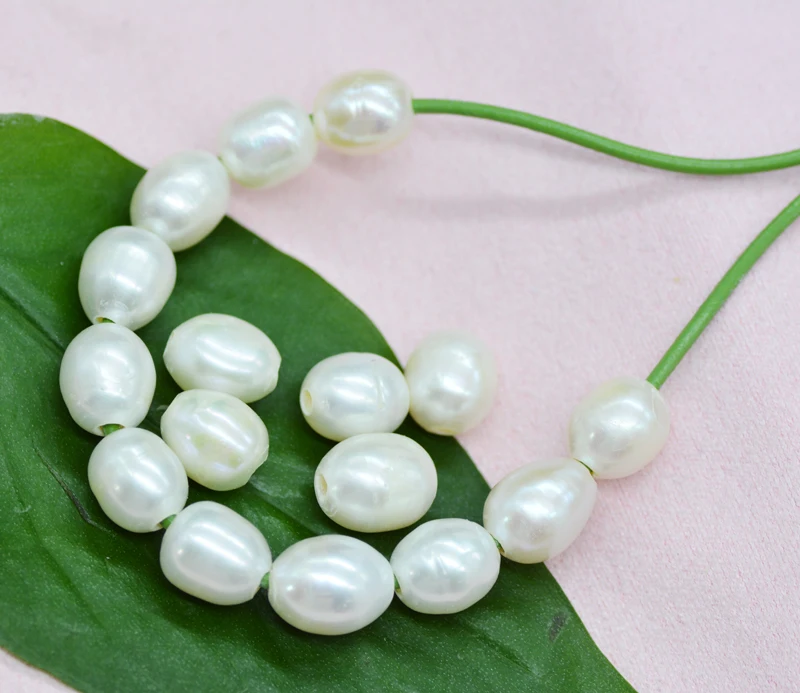 100pcs/lot 11-12mm 2mm Hole White FRESHWATER PEARL Rice Loose Bead