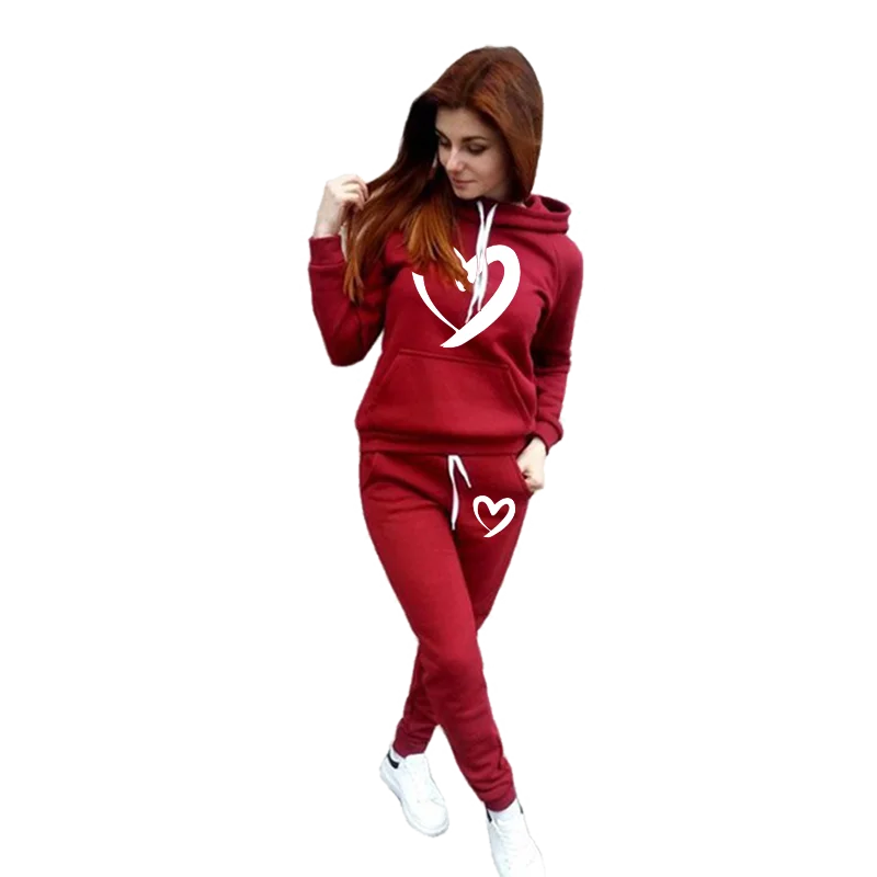 Fashion Women Track Suits Sports Wear Jogging Suits Ladies Hooded Tracksuit Set Clothes Hoodies+Sweatpants Sweat Suits