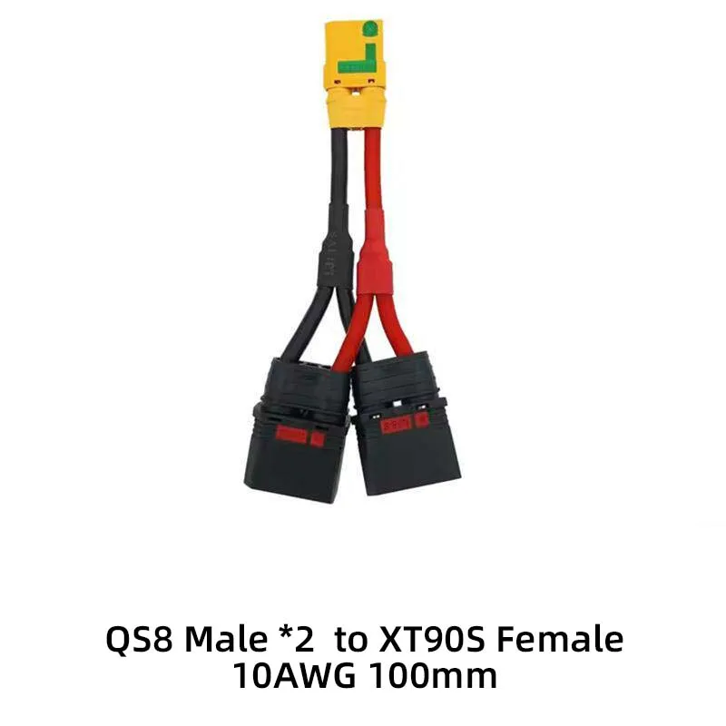 QS8 to XT90S Spark-Proof 10 AWG 100 mm Drone Lithium Battery Charging Cable with Split Plug