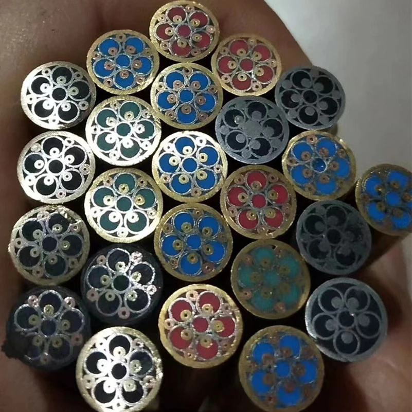Imagem -02 - Parafuso Prego Pinos para Escala Faça Você Mesmo Making Tubo de Bronze Punho da Faca Rebites Mosaico Colorido Flower Patterned Cores 60 mm 180 mm Comprimento