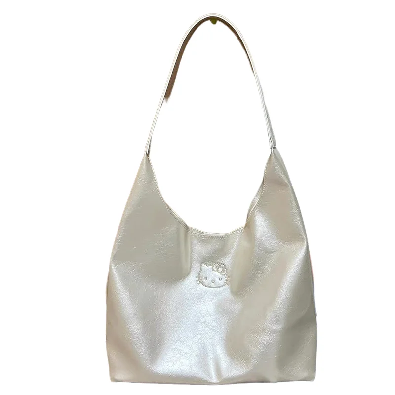 Sanrio Tas Bahu Hello Kitty Tas Tangan Kapasitas Besar Portabel Ringan Anak Perempuan Paket Fashion Kartun Anime Kawaii Serbaguna