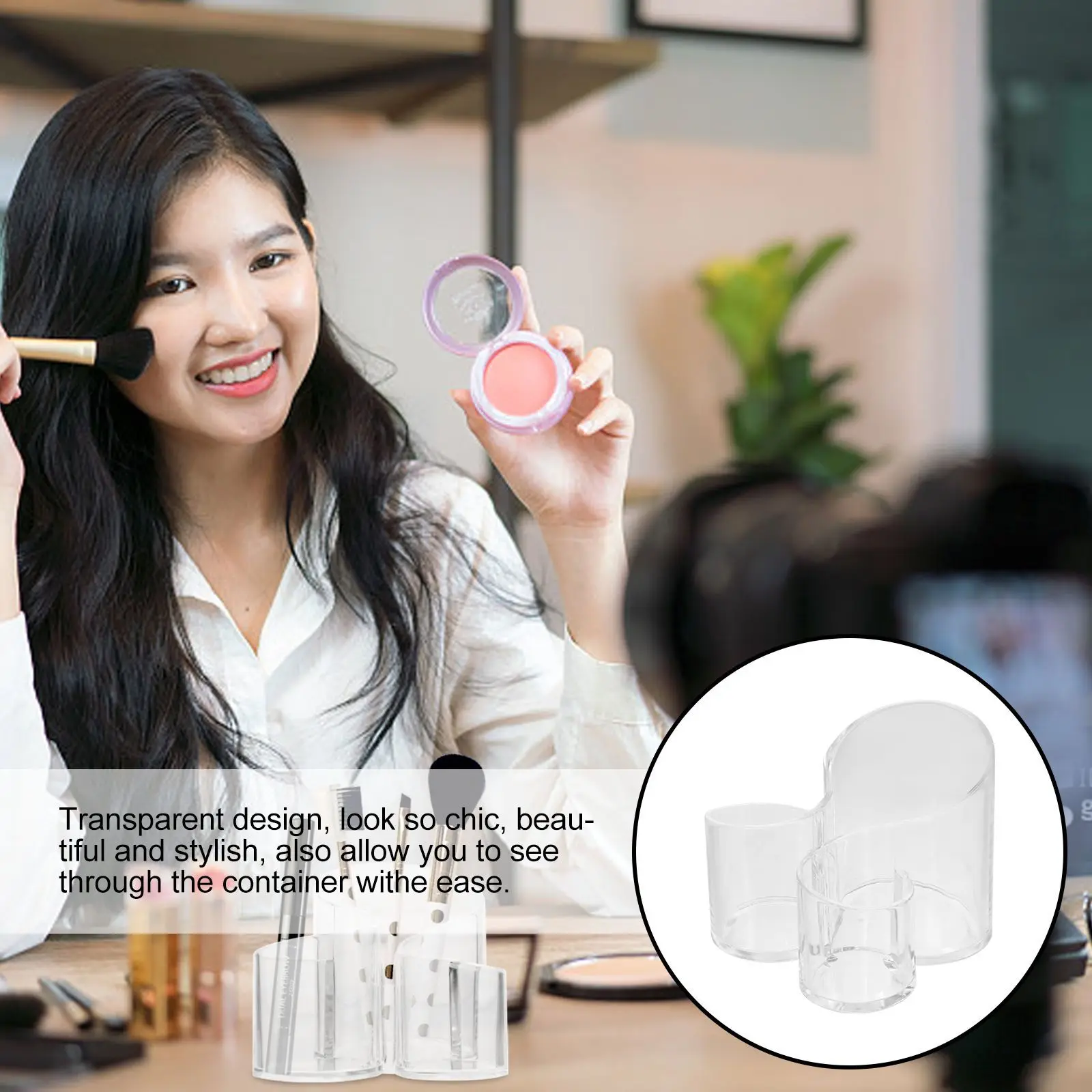 

Makeup Brush Holder Transparent Storage Container For Eyeliner Lipstick Pen Organizer Acrylic Box Desktop Vanity Tool